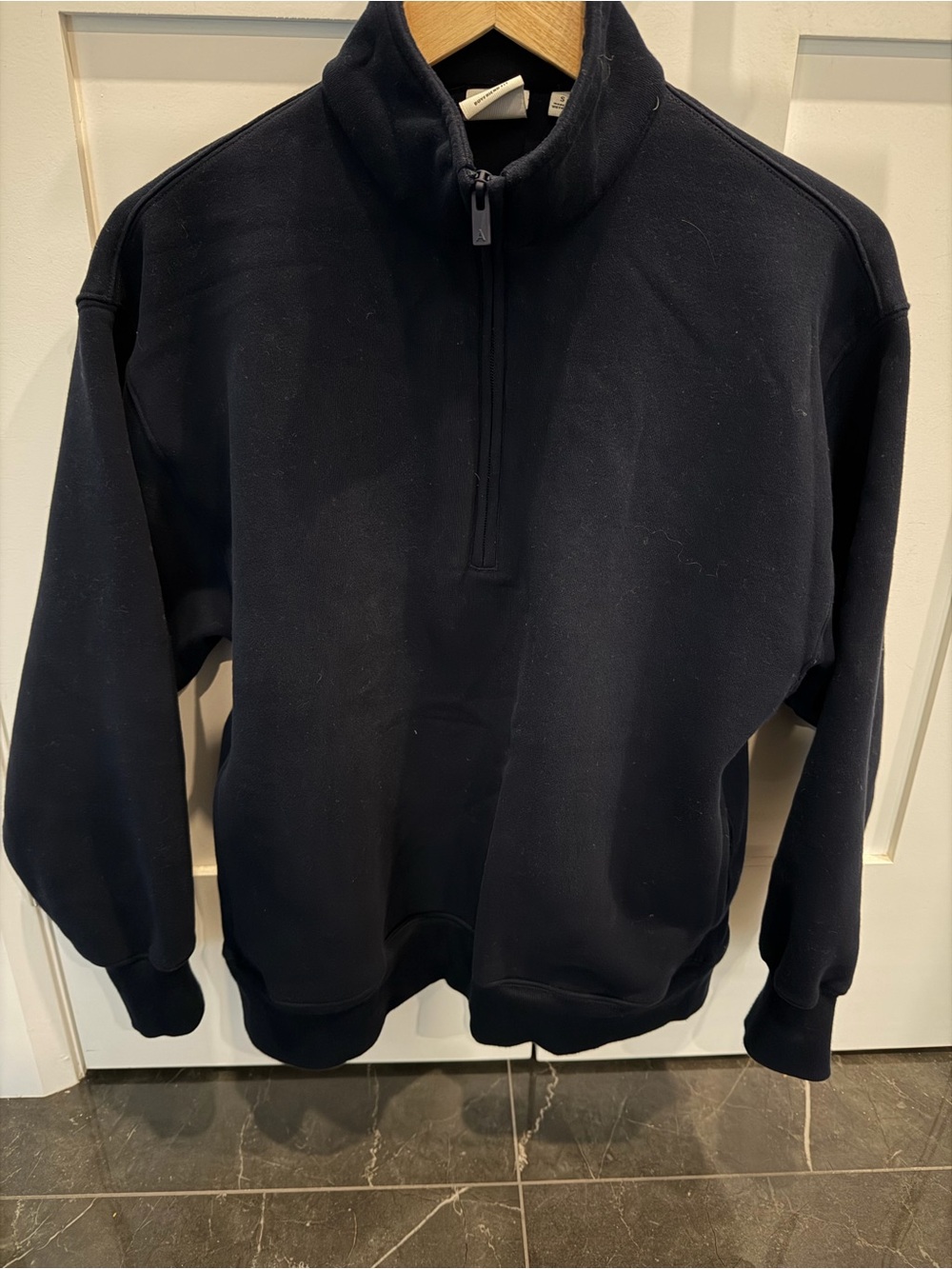 Aritzia Dark Night Navy 1/4 Pullover boyfriend fit with pockets